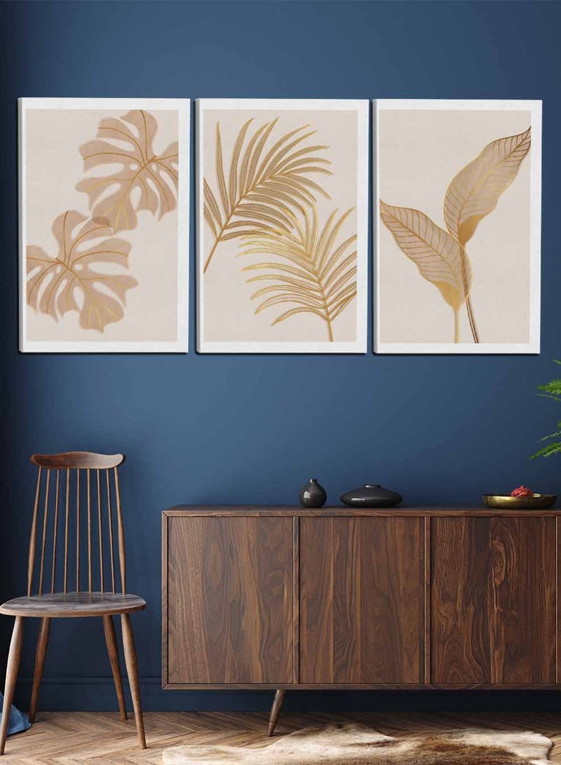 LOWHA Set Of 3 Framed Canvas Wall Arts Stretched Over Wooden Frame, Abstract Foliage Paintings, For Home, Living Room, Office Decor - Image 2