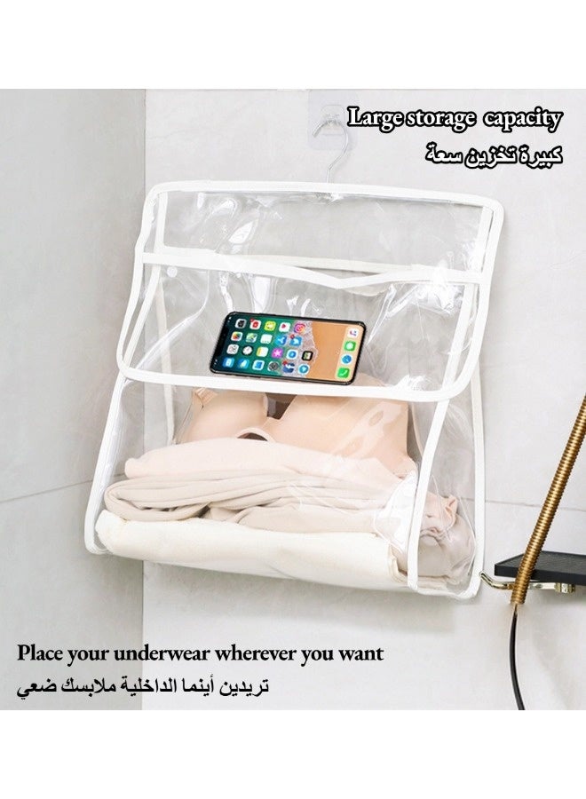 Hanging Bathroom Transparent Wash Bag, Waterproof Clear Shower Bag With Mobile Phone Interlayer, Travel Portable PVC Toiletries Storage Bag, Large Capacity Towel Clothes Organizer Bag, Can Be Used In Bathroom Dormitory Travel And Carry, 39*37*17cm - Image 4