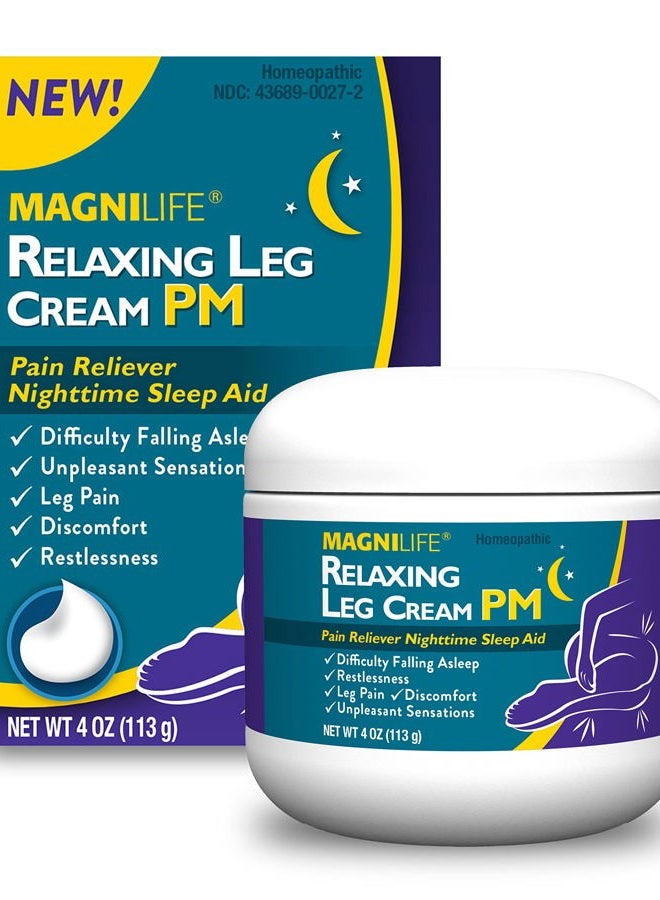 Magnilife Relaxing Leg Cream PM, Deep Penetrating Topical for Pain and Restless Leg Syndrome Relief, Naturally Soothe Cramping, Discomfort, and Tossing with Lavender and Magnesium - 4oz - Image 1