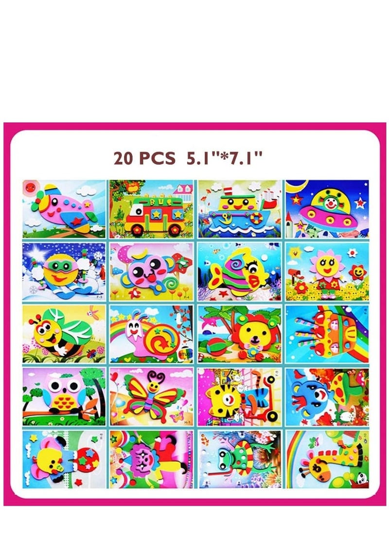 ملصقات فوم EVA ثلاثية الأبعاد للأطفال 20 قطعة مجموعة لصنع الملصقات الكرتونية للحيوانات، ملصقات للرسم لفصول الفن في مرحلة ما قبل المدرسة، مجموعة فنون وحرف للأطفال من عمر 3 و4 و5 سنوات. - Image 2