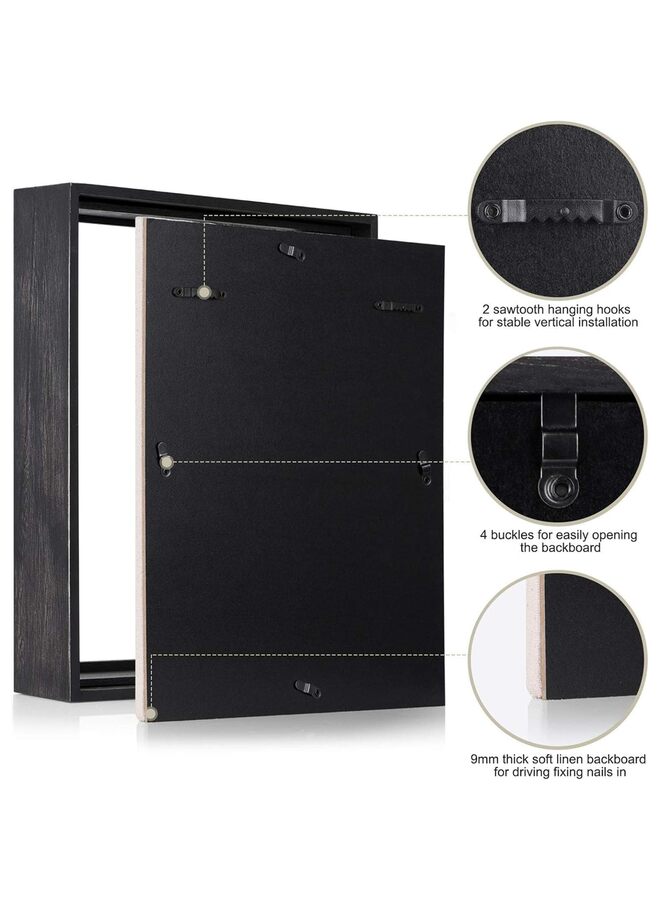 8x10 Shadow Box Frame with Linen Back - Sturdy Memory Display Case of Flower, Pictures, Medals and More, Black - Image 3
