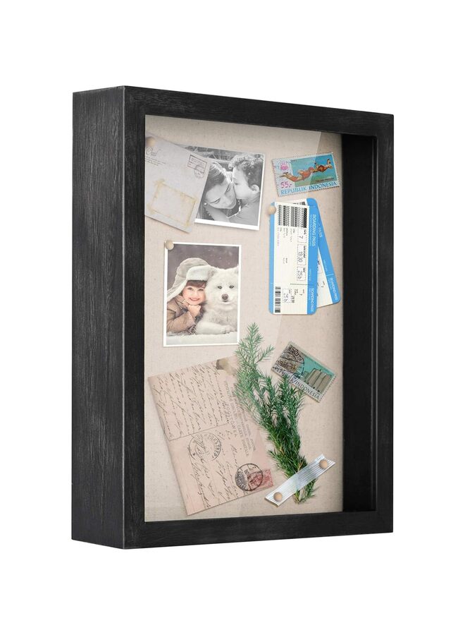 8x10 Shadow Box Frame with Linen Back - Sturdy Memory Display Case of Flower, Pictures, Medals and More, Black - Image 1