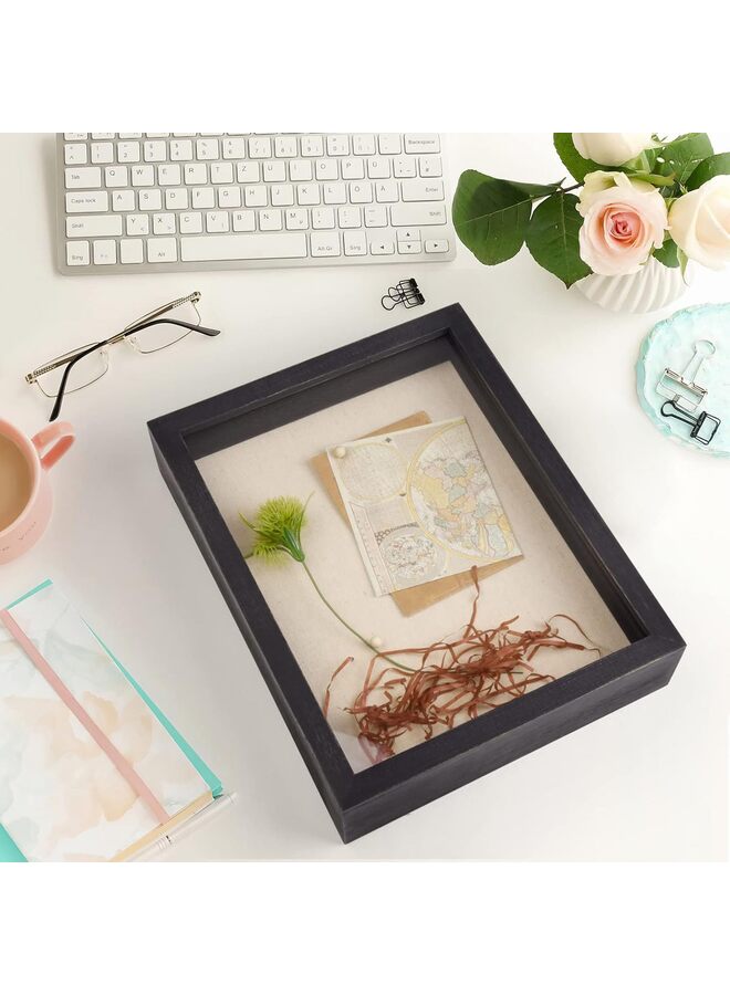 8x10 Shadow Box Frame with Linen Back - Sturdy Memory Display Case of Flower, Pictures, Medals and More, Black - Image 5
