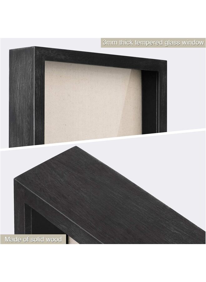 8x10 Shadow Box Frame with Linen Back - Sturdy Memory Display Case of Flower, Pictures, Medals and More, Black - Image 2