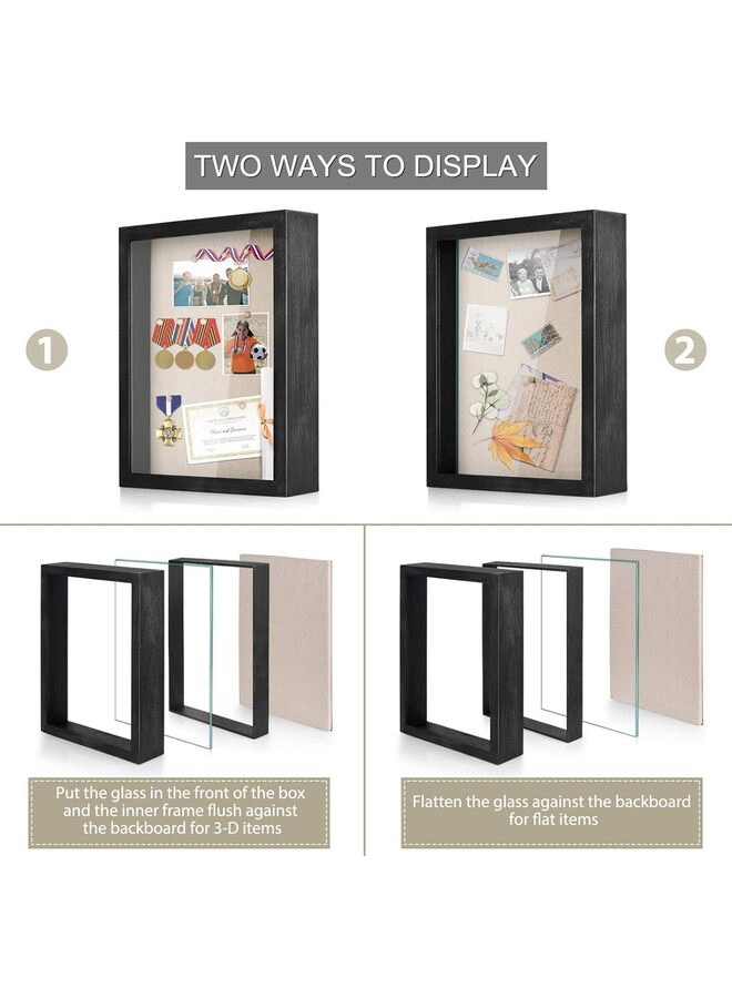 8x10 Shadow Box Frame with Linen Back - Sturdy Memory Display Case of Flower, Pictures, Medals and More, Black - Image 4