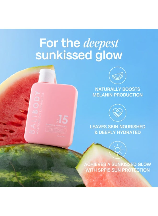 بالي بودي زيت تسمير الجسم بالبطيخ من بالي بعامل حماية من الشمس 15، 100 مل - Image 2