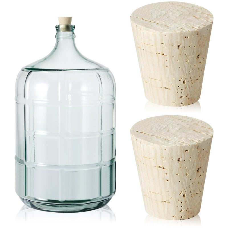 Ziliny 2 Pcs Carboy Cork Stopper, Glass Carboy Cap for 1, 3, 5, 6 Gallon Glass Water Jug, Wood Tapered Fermentation Cap Cork Stoppers, 1 x 1.5 x 1.6 Inches - Image 1