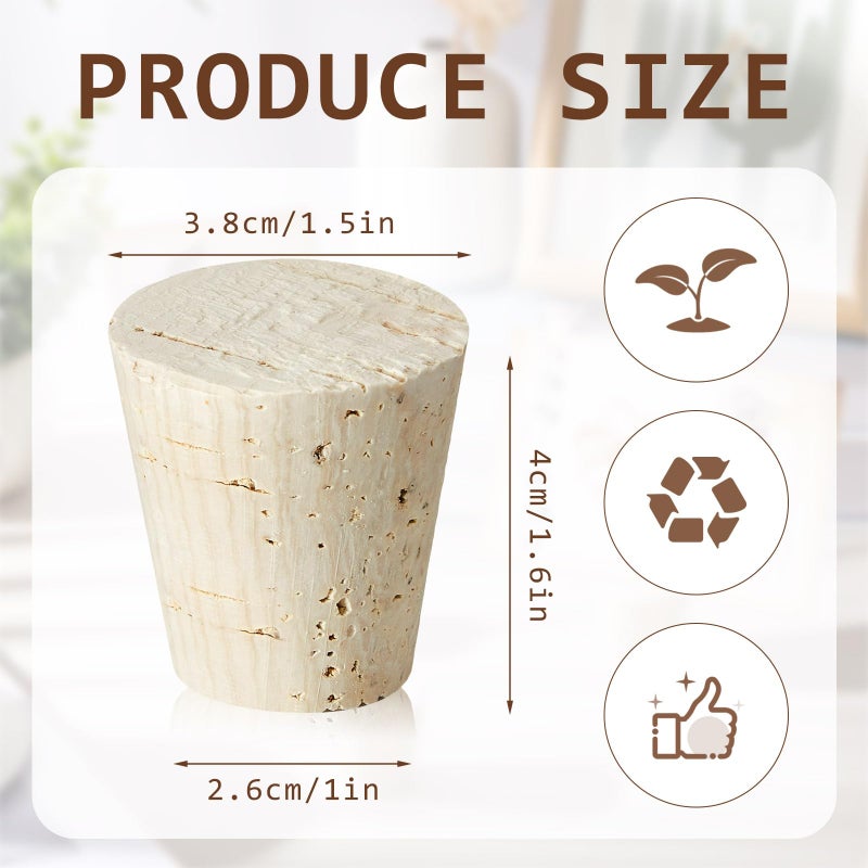 Ziliny 2 Pcs Carboy Cork Stopper, Glass Carboy Cap for 1, 3, 5, 6 Gallon Glass Water Jug, Wood Tapered Fermentation Cap Cork Stoppers, 1 x 1.5 x 1.6 Inches - Image 2