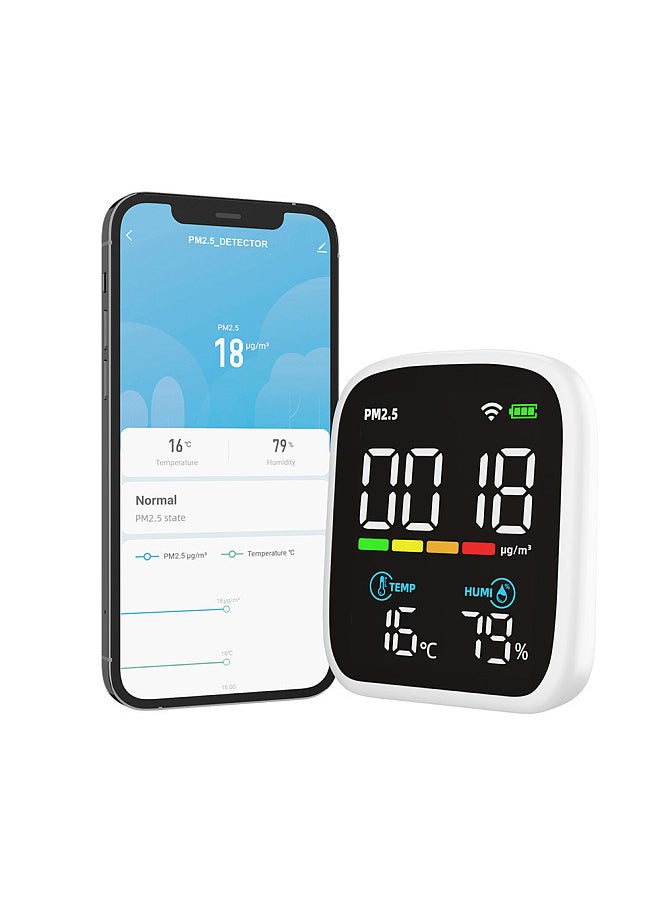 Generic Portable LED Display PM2.5 Detector Multifunctional Temperature and Humidity Test Meter Laser Particle Sensor Household Air Quality Tester Mobilephone APP Control  - Image 1
