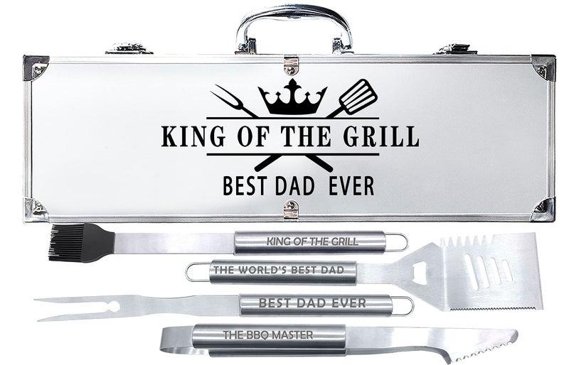 Bonsai Tree Christmas Dad Gifts Birthday Gifts from Daughter Best Dad Ever Gift for Christmas Xmas Cool Grilling Bbq Present for Father from Son Daddy Stainless Steel Metal Tool Heavy Duty Set 4