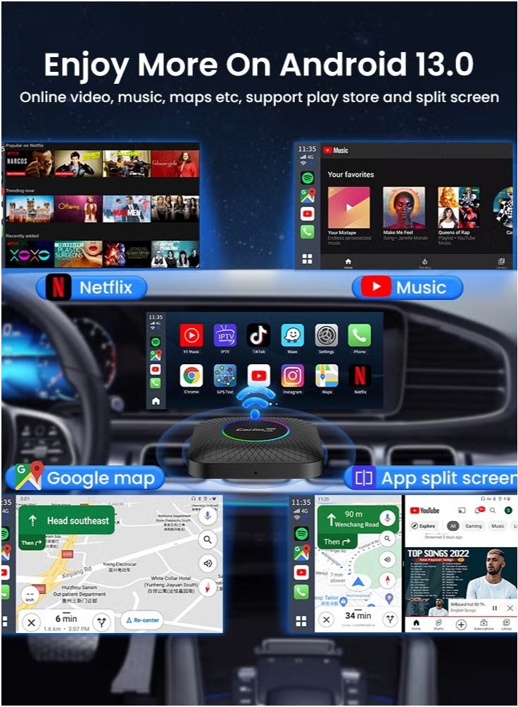 Carlinkit Led CarPlay Android 8+128GB smart systems ai Box QCM 6225 4g 64g wireless Android Auto CarPlay Youtube Netflix tv box for 98% car GMC Mazda Camry Hyundai Audi - Image 4