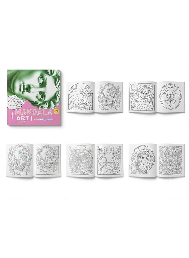 ماندالا كتيب ماندالا (مانديلا) آرت نوفو Art Nouveau (Mandala Art Nouveau Coloring Book) الترند للعلاج بالفن والاسترخاء وتنمية الإبداع والتركيز والتأمل وتخفيف التوتر - عالم الفنون الكلاسيكية والزخارف الانسيابية وتفريغ الطاقة - 24 لوحة فنية (12 ورقة وش وضهر) لعلاج التوتر والقلق والتفكير الزائد Art Therapy Mindfulness Activity Booklet - مقاس 23×24 سم - تنبيه هام: لون وتصميم الغلاف الخارجي قد يختلف حسب الدفعة المتاحة مع ثبات المحتوى الداخلي الأصلي بالكامل والفرق في لون الغلاف فقط - Image 2