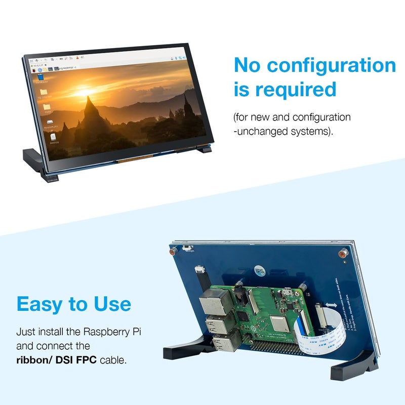 Hosyond شاشة لمسية IPS بحجم 7 بوصات من هوسيوند متوافقة مع Raspberry Pi 5/4/3، شاشة سعة 800x480 بكسل بواجهة خالية من السائقين MIPI - Image 2