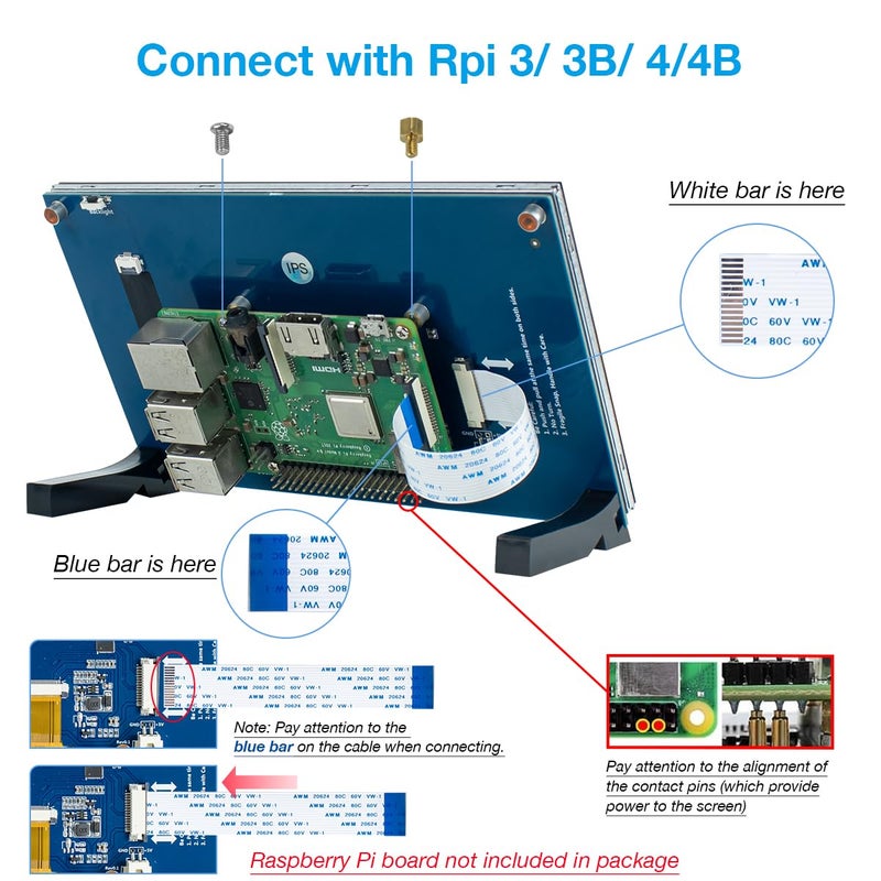 Hosyond شاشة لمسية IPS بحجم 7 بوصات من هوسيوند متوافقة مع Raspberry Pi 5/4/3، شاشة سعة 800x480 بكسل بواجهة خالية من السائقين MIPI - Image 5