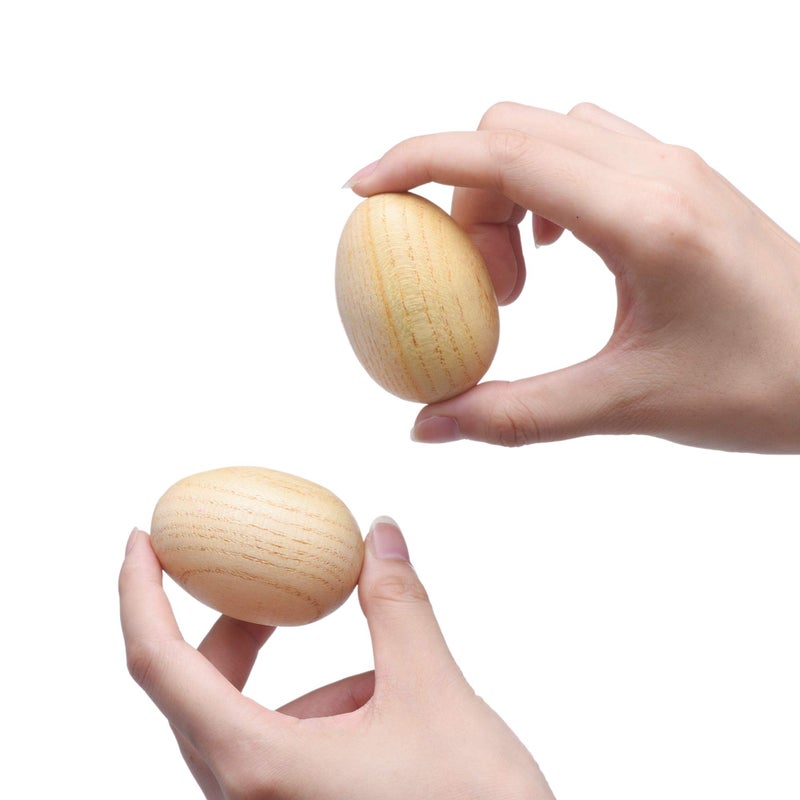 Mihey 4 Pcs Natural Wood Egg Shaker Musical Percussion Instrument - Image 2