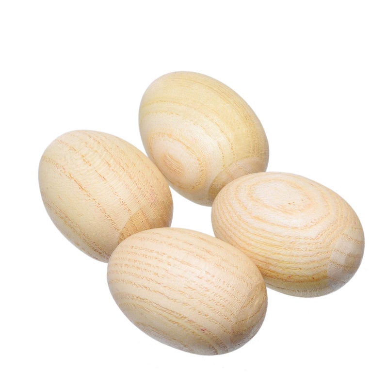Mihey 4 Pcs Natural Wood Egg Shaker Musical Percussion Instrument - Image 1