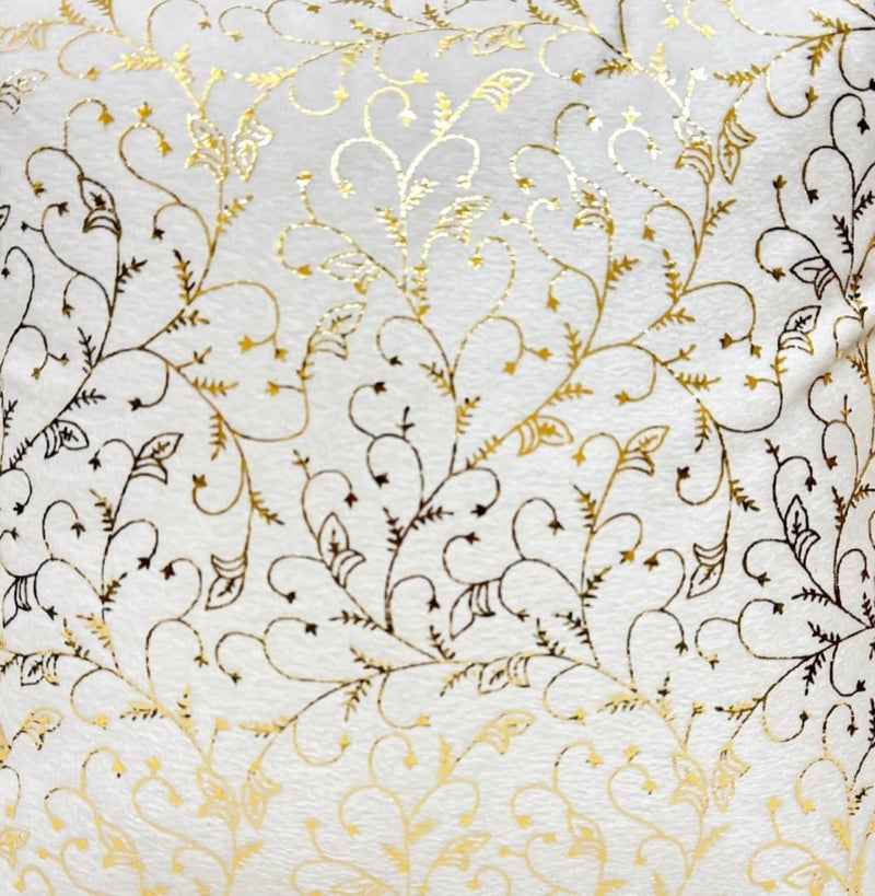 Urvaan Velvet Boho Cushion Covers, Set of 5, 16X16 Inch, White Golden - Image 2