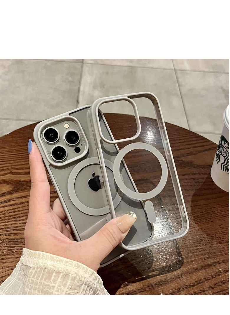 AROAQ - Magnetic Clear Phone Case For Iphone,  Wireless Charge Magsafe Transparent Case, Anti-scratch Drop Protection Magnetic Case For Iphone 15 Pro Max, 15 Plus, Pro, ( Purple ) - Image 1
