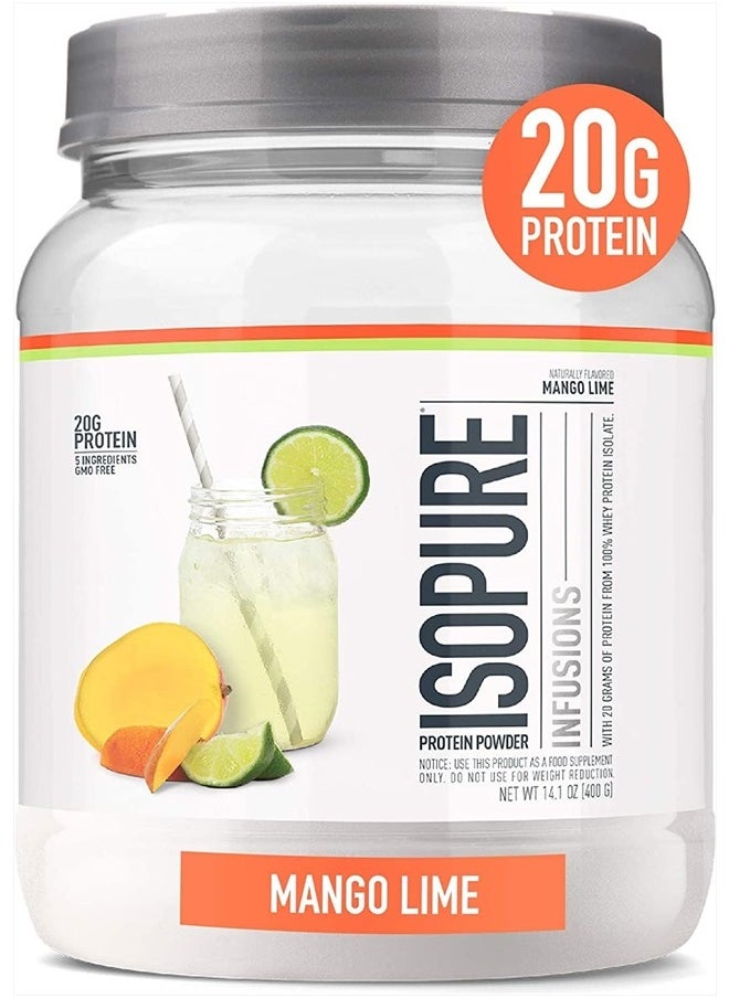 Isopure - Protein Powder, Clear Whey Isolate Protein, Post Workout Recovery Drink Mix, Gluten Free with Zero Added Sugar, Infusions- Mango Lime, 16 Servings - Image 1