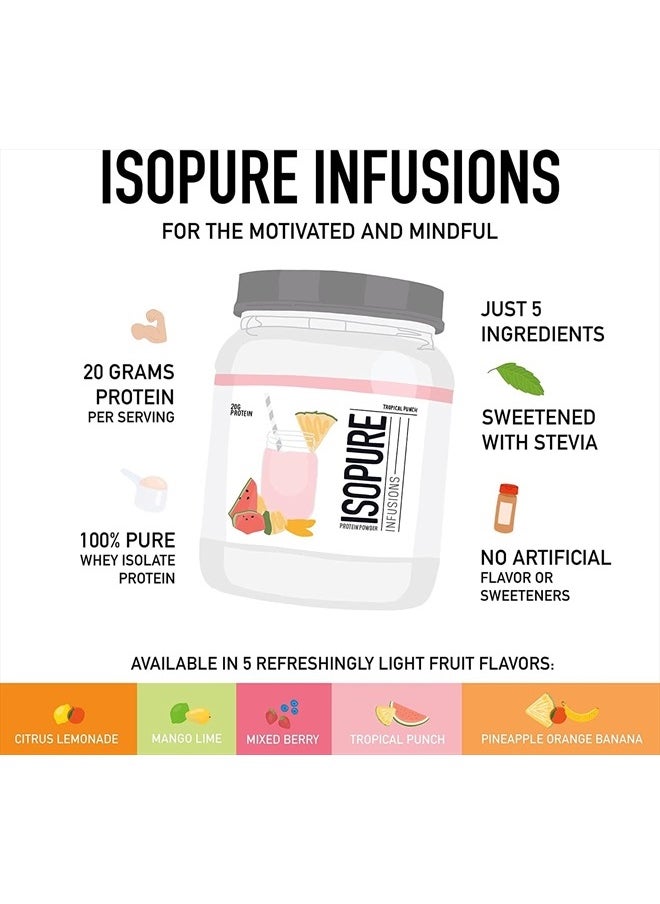 Isopure - Protein Powder, Clear Whey Isolate Protein, Post Workout Recovery Drink Mix, Gluten Free with Zero Added Sugar, Infusions- Mango Lime, 16 Servings - Image 1