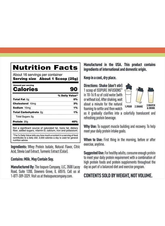 Isopure - Protein Powder, Clear Whey Isolate Protein, Post Workout Recovery Drink Mix, Gluten Free with Zero Added Sugar, Infusions- Mango Lime, 16 Servings - Image 1