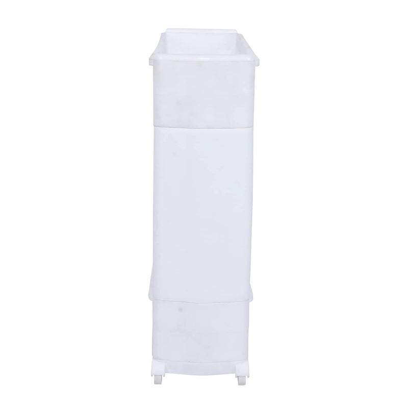 Birdwing NAVRANG Multipurpose Plastic Storage Organizer Slim Rack Shelf with Wheels | Slim Slide Out Kitchen Trolley Rack Holder Storage Organizer for Kitchen (White- 2 Layer) - Image 3