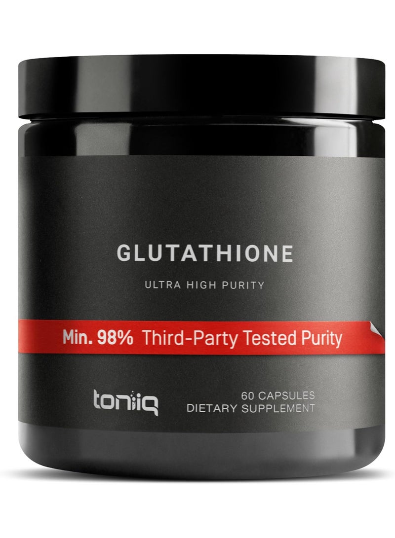 Toniiq Ultra High Strength Glutathione Capsules - 1000mg Concentrated Formula - 98%+ Highly Purified and Bioavailable - Non-GMO Fermentation - 60 Capsules Reduced Glutathione Supplement - Image 1