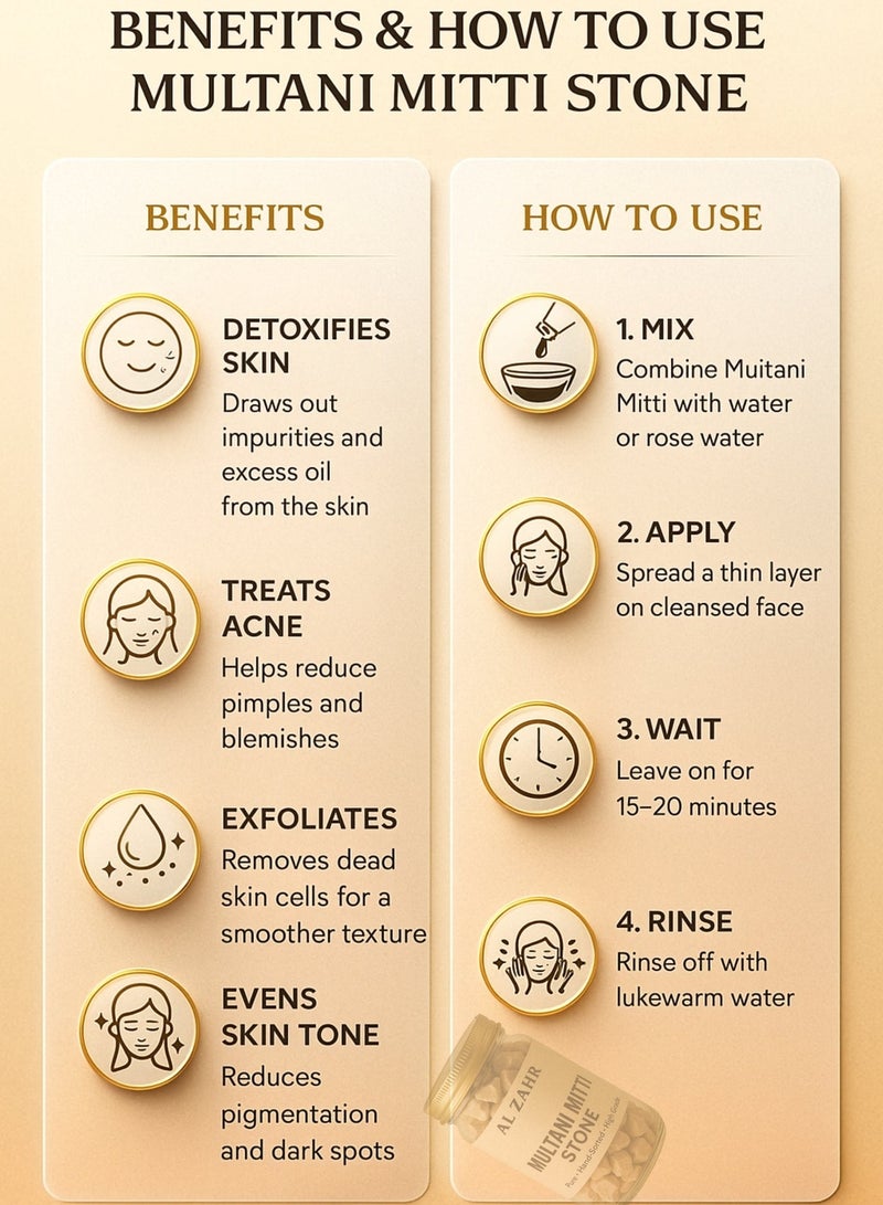 Zahr Pure Multani Mitti Stone – Natural Fullers Earth Stones – Hand-Sorted, High Grade, 100% Natural Clay Stones - Image 5