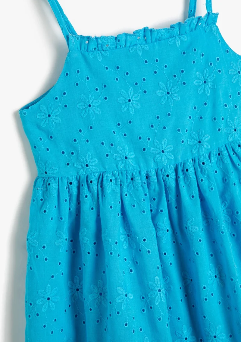 KOTON Plain Turquoise Girl's Below Knee Dress 3SKG80079AW