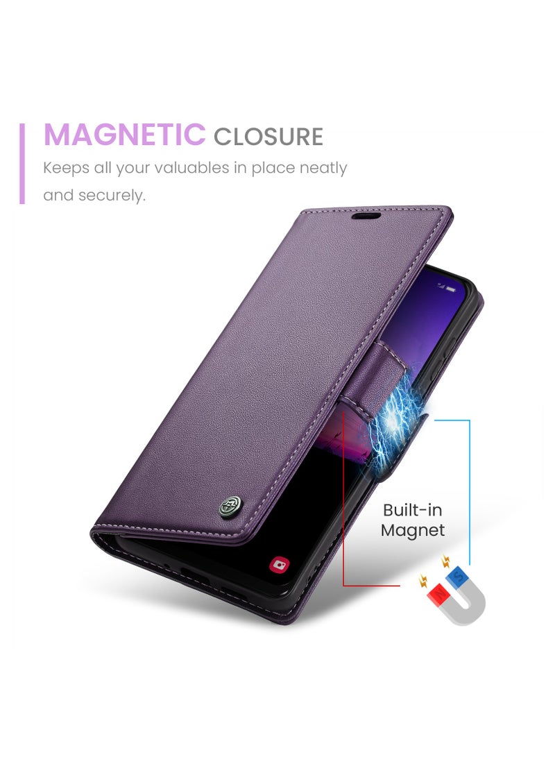 حافظة لهاتف سامسونج جالاكسي ايه 50 / ايه 50 اس / ايه 30 اس ، حافظة جلدية مغناطيسية بنفسجي - Image 3