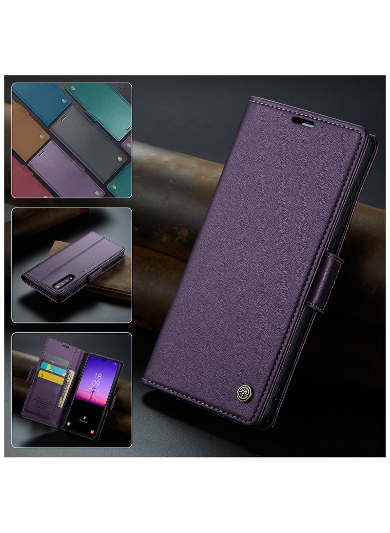 حافظة لهاتف سامسونج جالاكسي ايه 50 / ايه 50 اس / ايه 30 اس ، حافظة جلدية مغناطيسية بنفسجي - Image 4