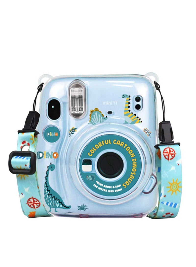 Clear Case Bundle Kit for Fujifilm Instax Mini 11 Instant Camera Case with Film Pocket Pictures Holder Stickers Skin Decal Adjustable Shoulder Strap Accessories (Dinosaur)  - Image 2