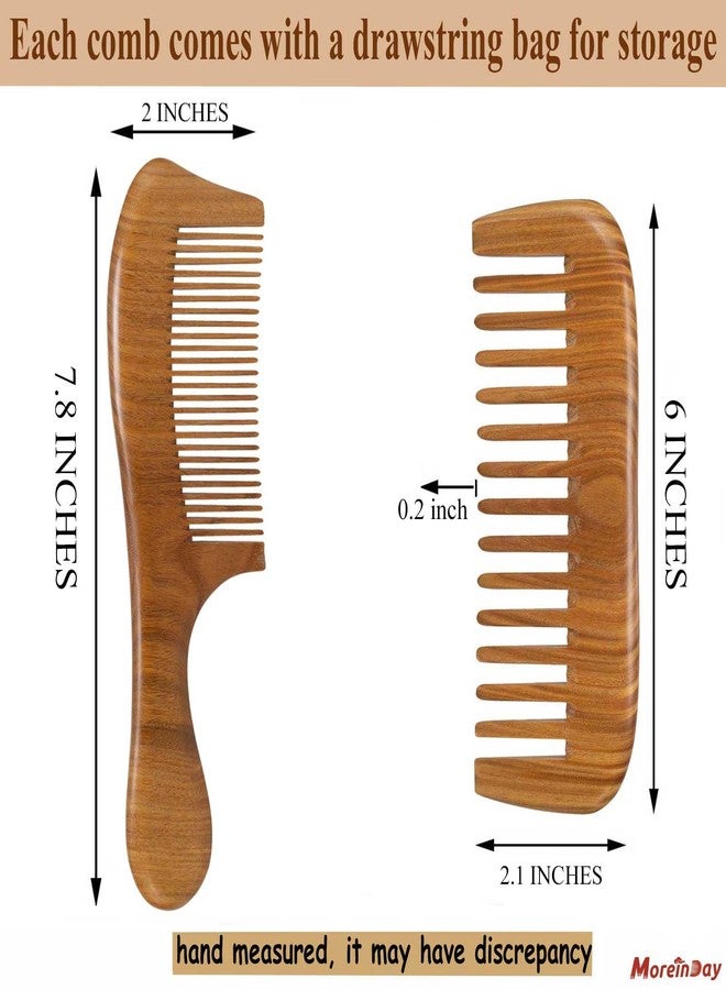 Moreinday Wide Tooth Wooden Comb for Women, Fine Tooth Comb for Straight Hair - 2 Pack - Image 4