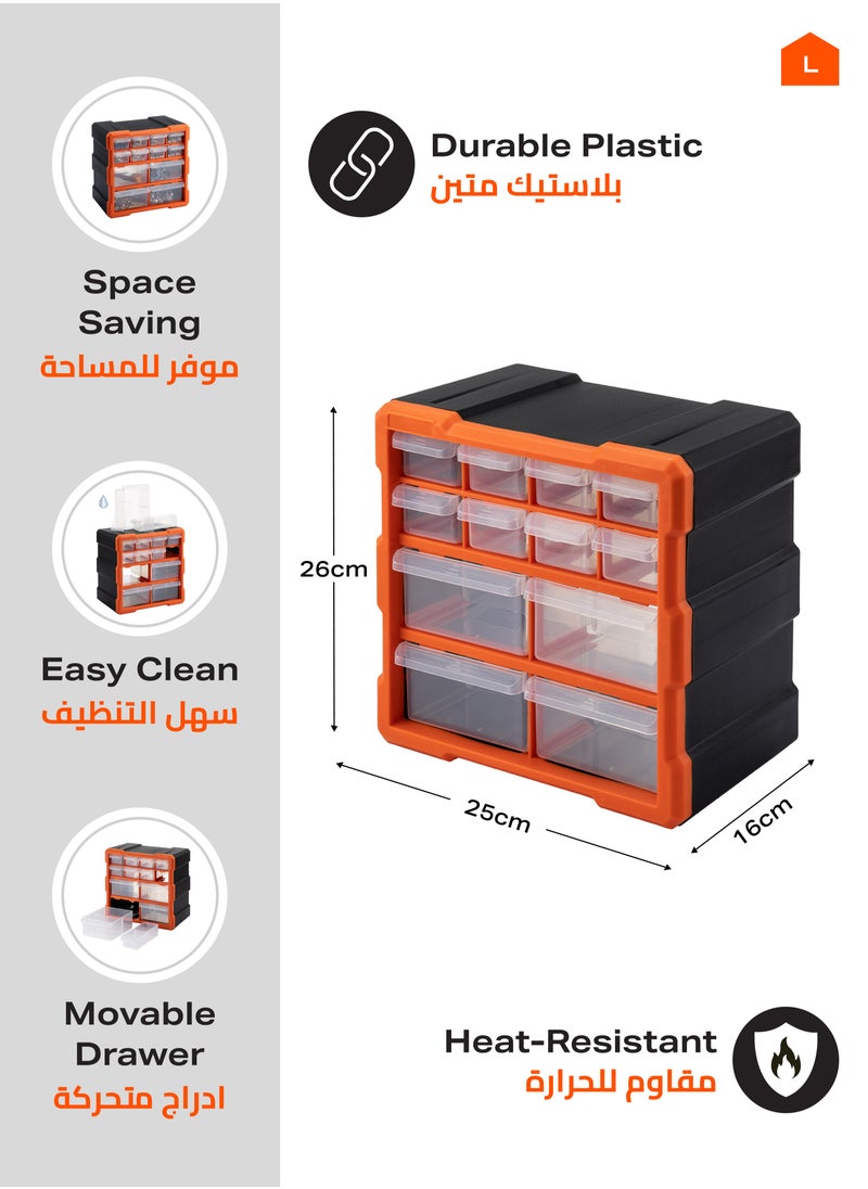 LAWAZIM Multi Bin Storage Box -12 Compartment- Durable Small Parts Storage Box Organizer for Hardware Craft Supplies Toys and Tools - for Garage Office DIY Crafting and Toy and Home Storage Solutions  - Image 2