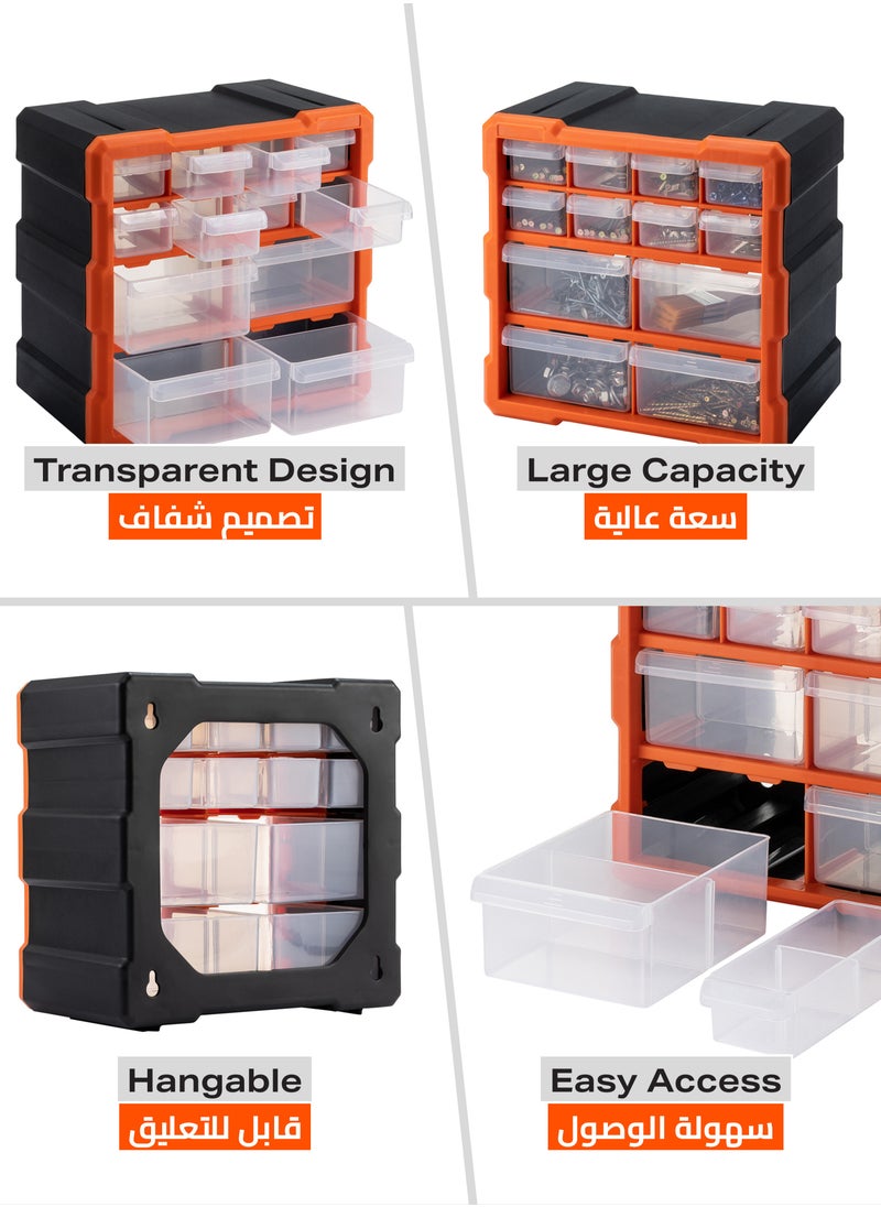 LAWAZIM Multi Bin Storage Box -12 Compartment- Durable Small Parts Storage Box Organizer for Hardware Craft Supplies Toys and Tools - for Garage Office DIY Crafting and Toy and Home Storage Solutions  - Image 4