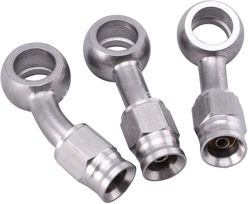 AN3 10mm Stainless Steel Hydraulic Brake Hose Fitting Adapter 28 Degrees Upward - Image 3