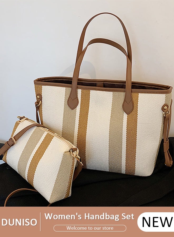 DUNISO Women's Fashion Shoulder Tote Bag Faux Leather Crossbody Bag Set For Women Large Capacity Bucket Bag Fashionable Travel Messenger Shoulder Bag For Ladies - Image 1