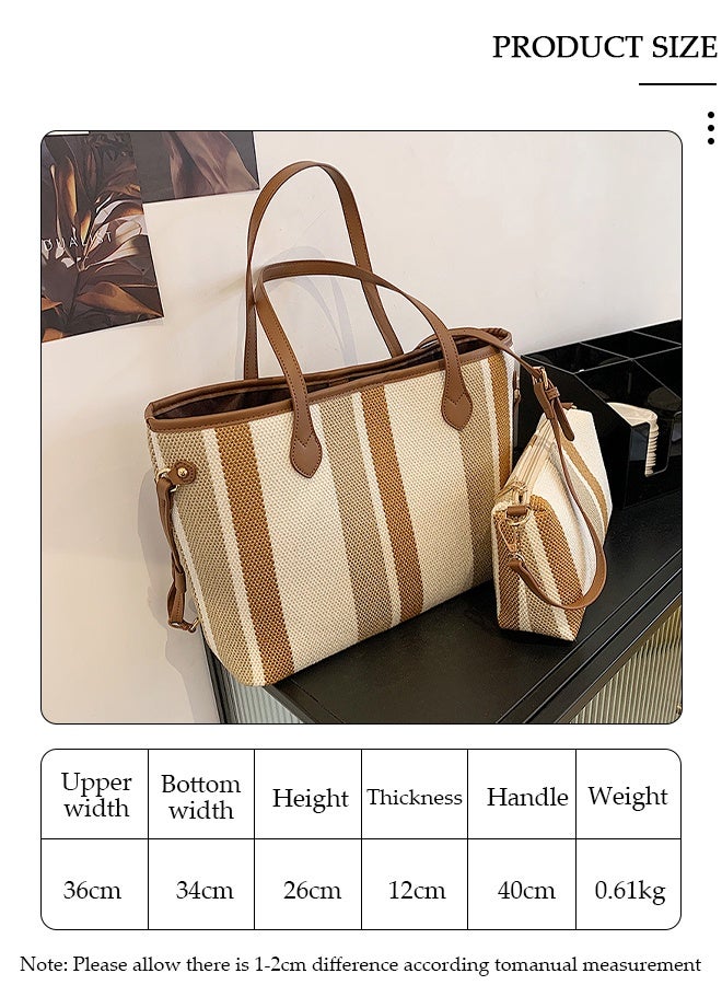 DUNISO Women's Fashion Shoulder Tote Bag Faux Leather Crossbody Bag Set For Women Large Capacity Bucket Bag Fashionable Travel Messenger Shoulder Bag For Ladies - Image 3