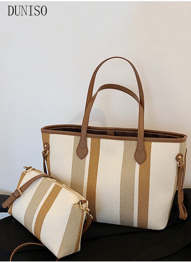 DUNISO Women's Fashion Shoulder Tote Bag Faux Leather Crossbody Bag Set For Women Large Capacity Bucket Bag Fashionable Travel Messenger Shoulder Bag For Ladies  - Image 1