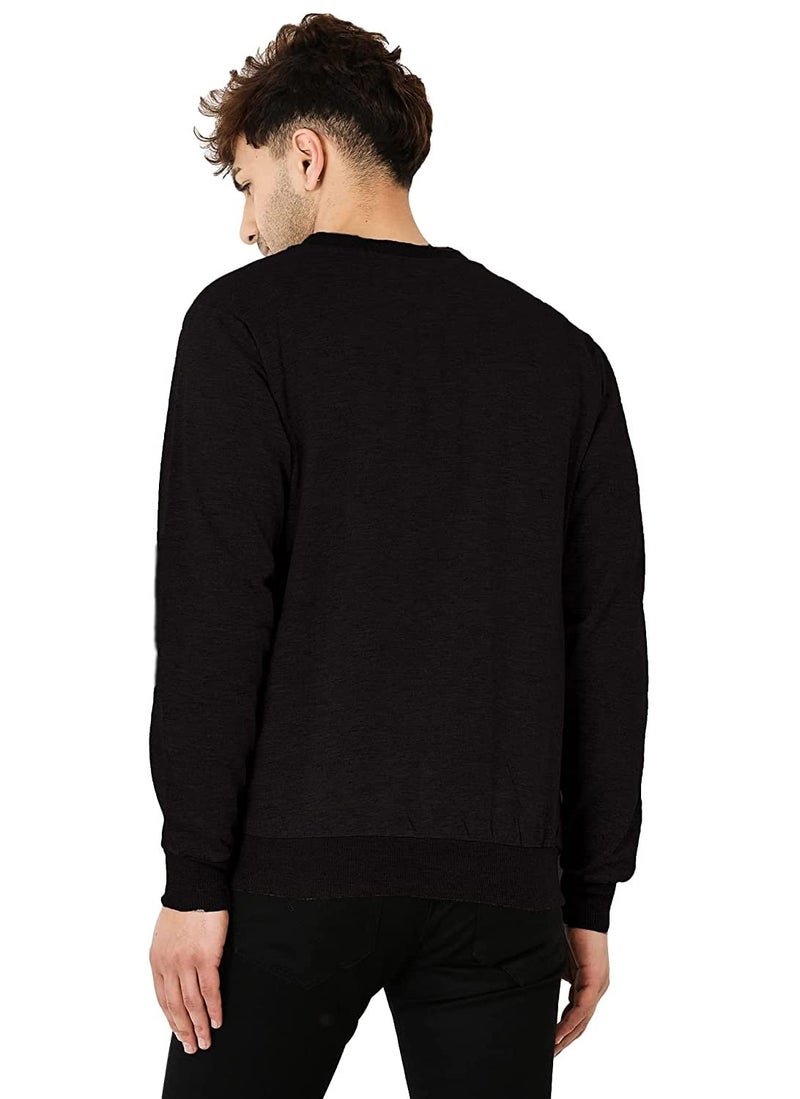 LEOTUDE Loop Knitted Men's Regular Fit Loopknit Solid Regular Length Bomber Jacket (Jkt02_Gry02Bl_P_Black_Xl) - Image 3