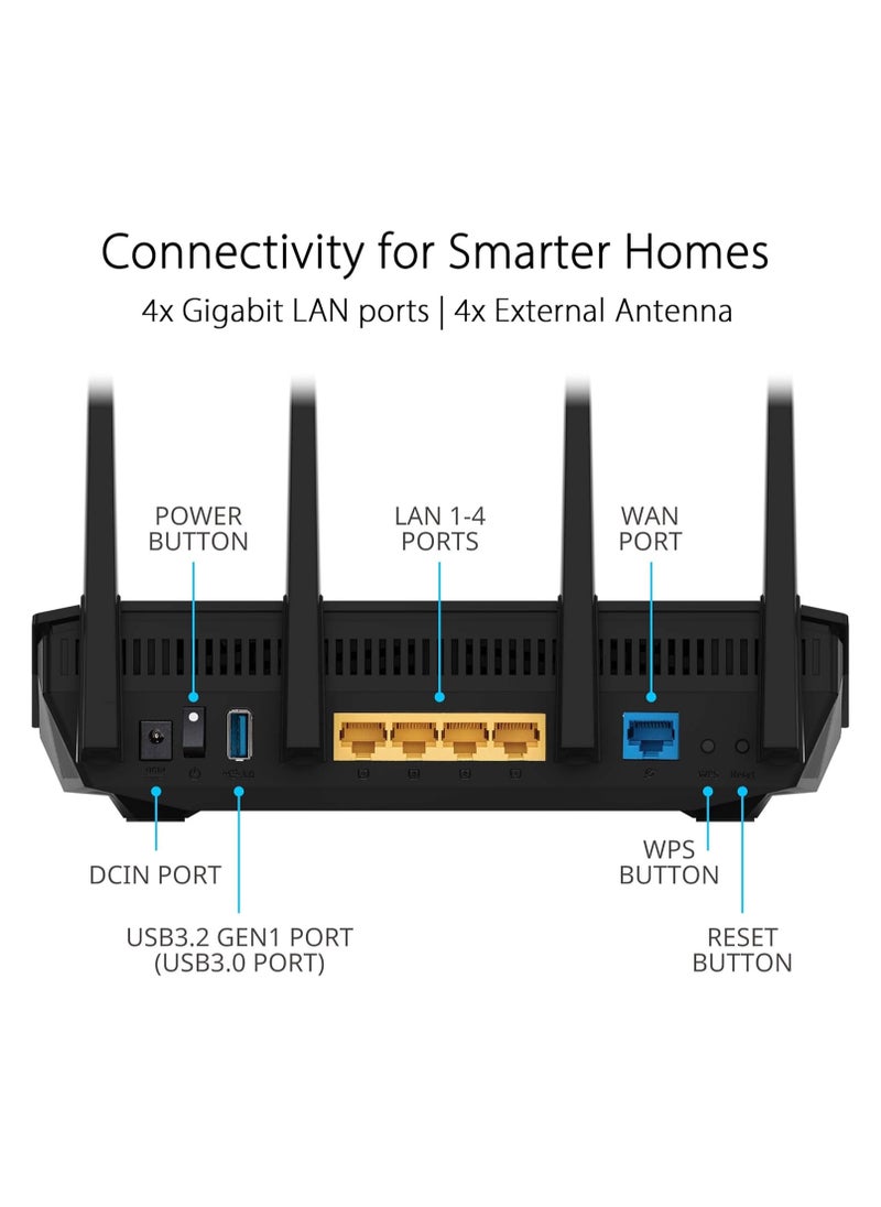 ماركة غير محددة - ASUS RT-AX5400 Dual Band WiFi 6 Extendable Router, Lifetime Internet Security Included, Instant Guard, Advanced Parental Controls, Built-in VPN, AiMesh Compatible, Gaming & Streaming, Smart Home - Image 1