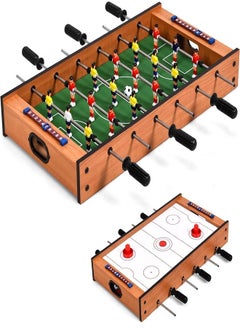 2-in-1 Foosball and Air Hockey Multi Tournament Game Table Set with Built-in Compact Design for Foosball and Slide Hockey, Perfect for Game Rooms, Arcades, Bars, Parties and Family Night Game