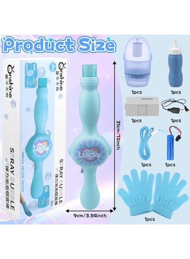 Soap Bubble Toy with Gloves and LED Lights, Blue - Image 2