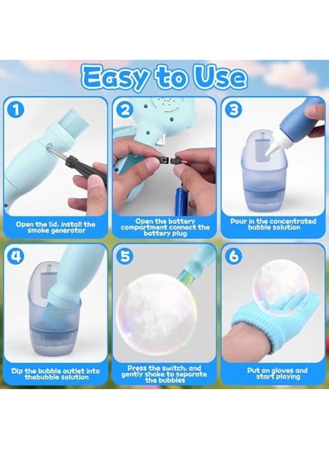 Soap Bubble Toy with Gloves and LED Lights, Blue - Image 3