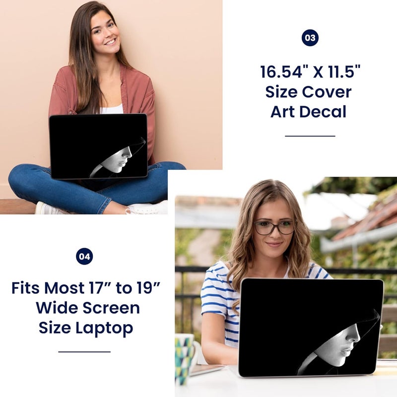 LSS 17 17.3 Inches Laptop Notebook Skin Sticker with 2 Wrist Pads - Reusable Cover Protector Vinyl Sticker Cover Decal Fits 17" - 19" HP Asus Acer Samsung - Hooded Girl Pattern - Image 3
