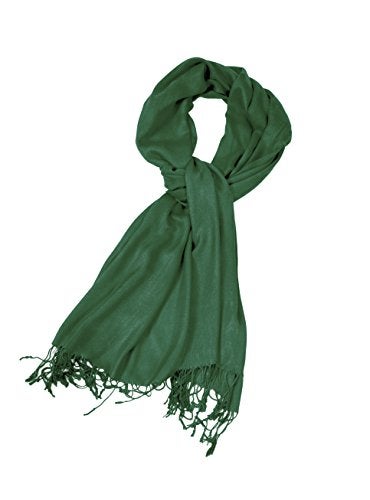 Sakkas Large Soft Silky Pashmina Shawl Wrap Scarf in Solid Colors - Emerald Green - Image 3