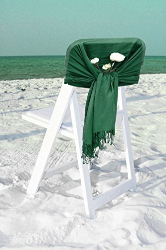 Sakkas Large Soft Silky Pashmina Shawl Wrap Scarf in Solid Colors - Emerald Green - Image 4