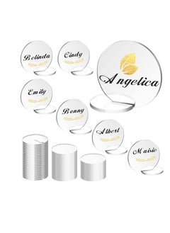 Excefore Round Acrylic Seat Cards, Acrylic Name Place Card Holders,  Round Acrylic Place Cards for Wedding Banquet Table Decor（80 Cards + 80 Bases）  - Image 1