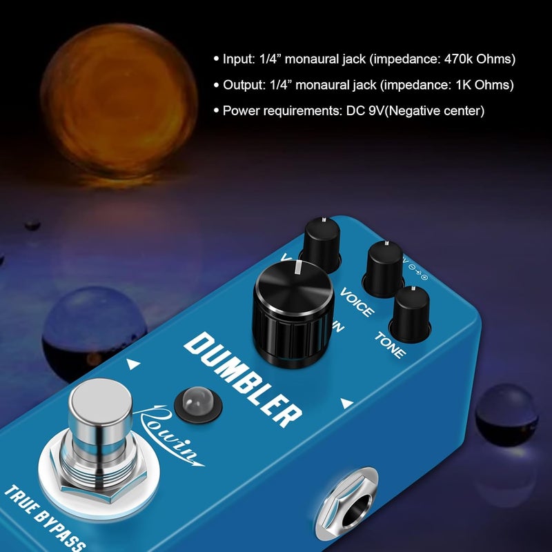 Rowin Analog Dumbler Overdrive Pedal for Guitar and Bass True Bypass - Image 4