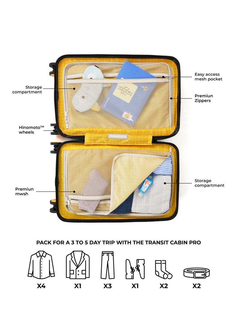 Mokobara The Transit Cabin Pro Luggage Small Cabin Size Poly-Carbonate Hard Sided 8 Hinomoto Wheels Suitcase for Travelling (Crypto Sunray 2.0) - Image 3